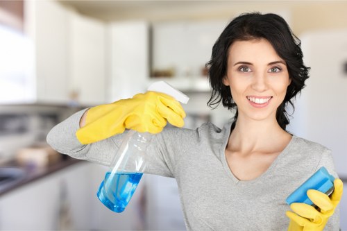 Electrical equipment and cables arranged safely during upholstery cleaning