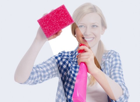 Cleaner wearing PPE during sofa cleaning service