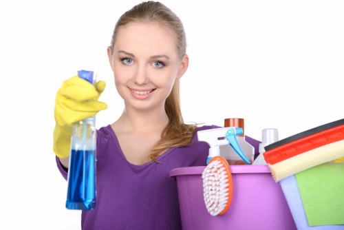 Domestic cleaning service in a family living room with careful attention to detail